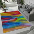 thumbnail image 2 of Retro Color Paint Thin Area Rugs Abstract Non-Shedding Non Slip Backing Decoration Carpets, for Living Room, Bedroom, Hallway, Dining Room Floor 3x4ft, 2 of 6