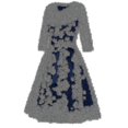 thumbnail image 2 of Vestido de fiesta de noche de encaje elegante para mujer, vestido con fajas de manga 3/4 con cuello en V, vestido Midi Vintage de gran oscilación para mujer, 2 of 3