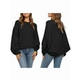 thumbnail image 2 of Women'S Oversized Crewneck Sweater Batwing Puff Long Sleeve Cable Slouchy Pullover Jumper Tops, 2 of 6