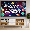thumbnail image 7 of Outer Space Themed Happy Birthday Banner Astronaut Planets Rocket Balloons Background Party Supplies Birthday Decoration Photography Props Decorations, 7 of 7