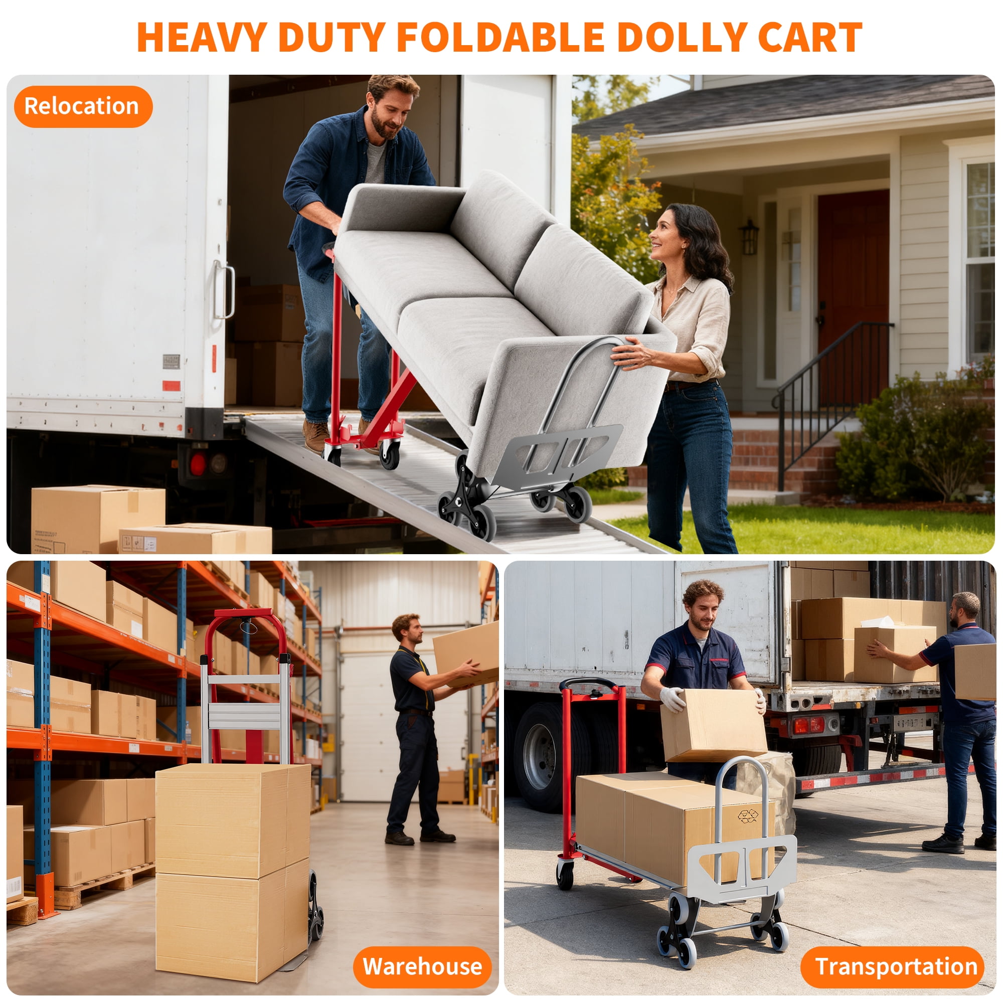 Accreate Aluminum Foldable Hand Truck With Wheels, 3 In 1 Convertible Heavy Duty Dolly Cart, Includes Elastic Straps, 800 Lbs Capacity, Ideal For Moving In Warehouse, Home, Or Supermarket