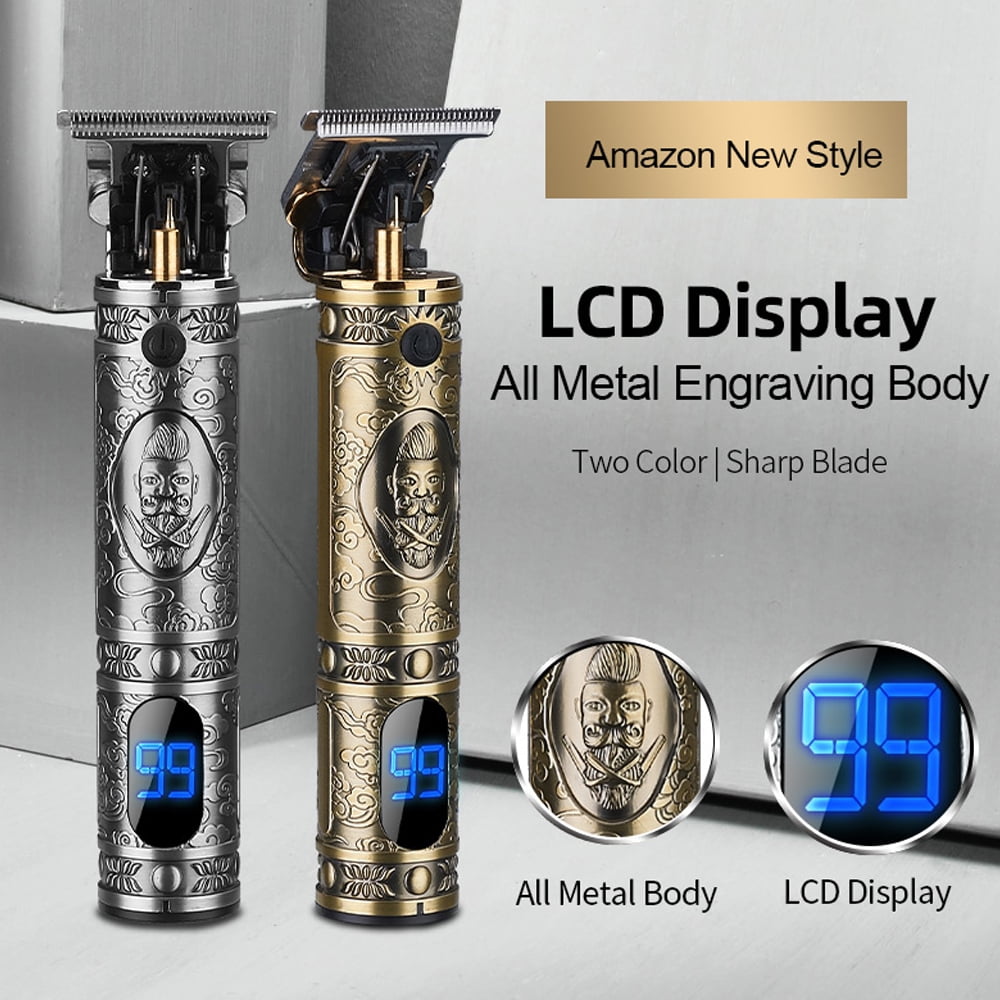 Hair Clippers, Retro metal design hair trimmer, Rechargeable Cordless Home Hair Cutting Kits ...