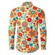 thumbnail image 3 of Camisas De Vestir Para Hombre Camisa floral de ocio con estampado de botones y dobladillo de negocios floral de manga larga para hombre (Orange, XXL), 3 of 5