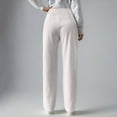 thumbnail image 6 of Women's Ribbed Knit Trousers with Thermal Lining and Elastic Waist Comfortable Wide Leg Winter Pants, 6 of 7