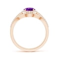 thumbnail image 2 of ANGARA Natural Triple Shank Oval 1.15 ct Amethyst and Diamond Halo Ring in 14K Rose Gold for Women (Size-8x6mm) | February Birthstone, Anniversary, Jewelry Gift for Women | Natural Amethyst Ring, 2 of 7