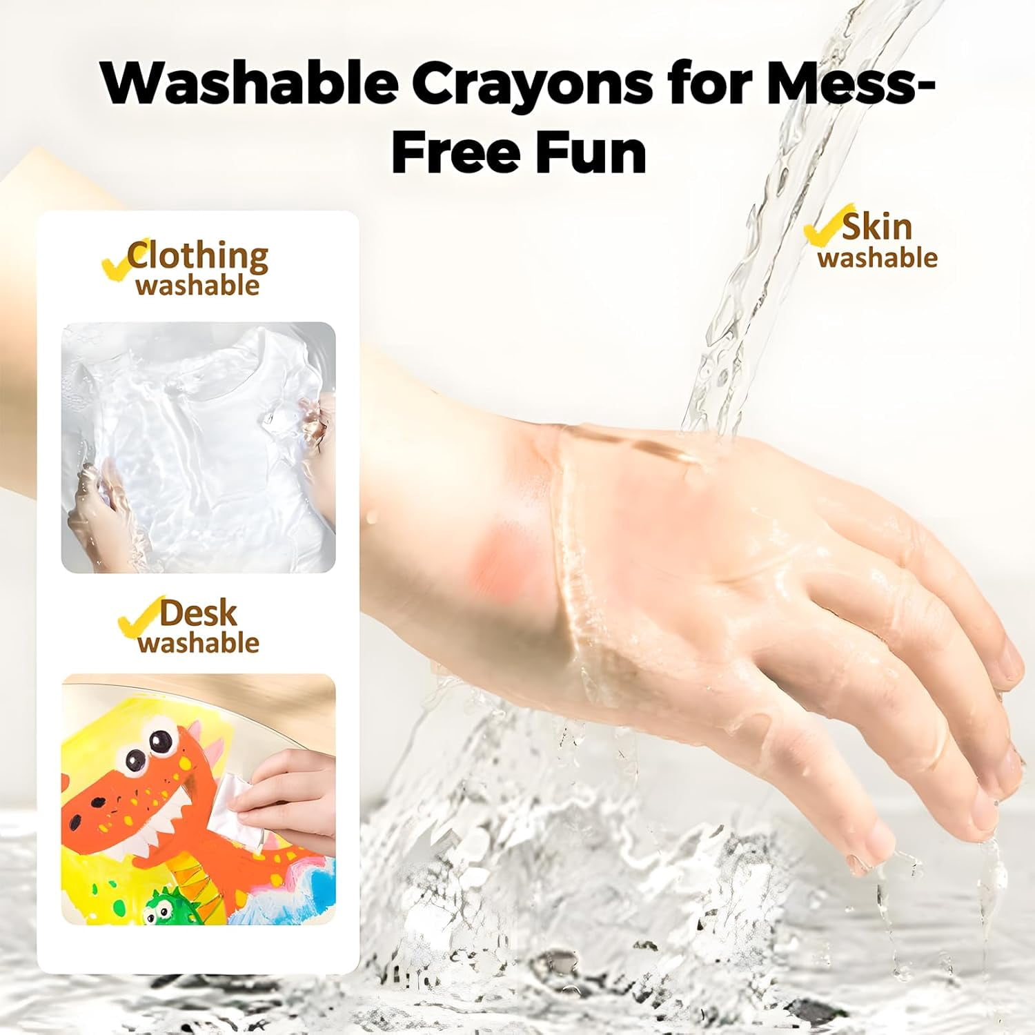 Silky Crayons, Non-Toxic Washable Crayonss, Ultra-Silky Easy-Grip Art Supplies