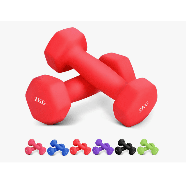 Par Mancuernas 2 Kilos Mate Para Ejercicio Pilates Yoga Gym color rojo