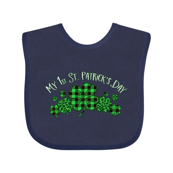 Inktastic My 1st St. Patrick's Day with Plaid Shamrocks Boys or Girls Baby Bib