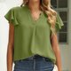 thumbnail image 4 of Pntutb Mujer Suelta Casual Manga Corta Cuello en V Sólido Blusa Casual Camiseta Túnica tops Pntutb Pntutb-5100, 4 of 9