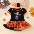 thumbnail image 2 of Toddler Girls Short Sleeve Floral Dresses Halloween Baby Dress Cartoon Pumpkin Tutu Outfit Casual Playwear Spring Party Summer Dresses 6-12 Months, 2 of 7