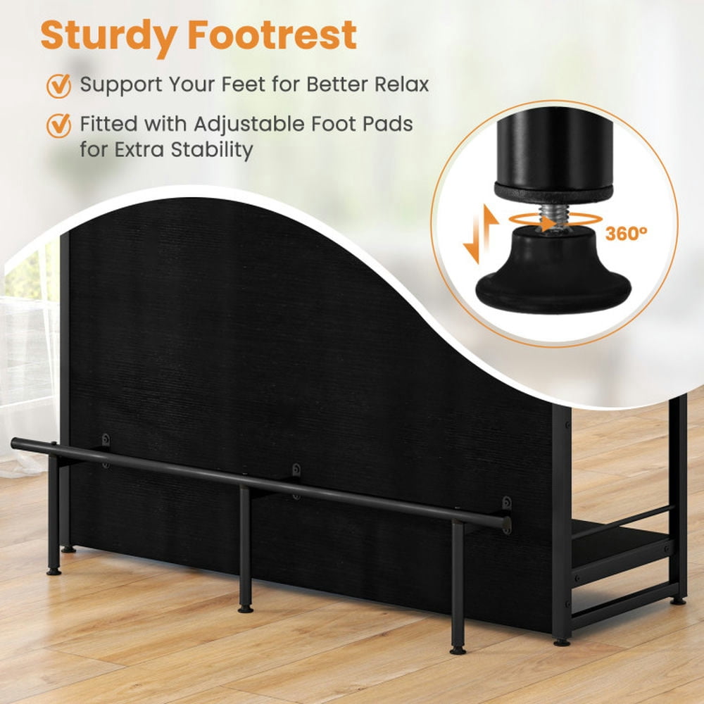 GVN Kitchen Islands & Carts,Kitchen Island with 4-Tier Storage Shelf and Long Footrest for Home-Black