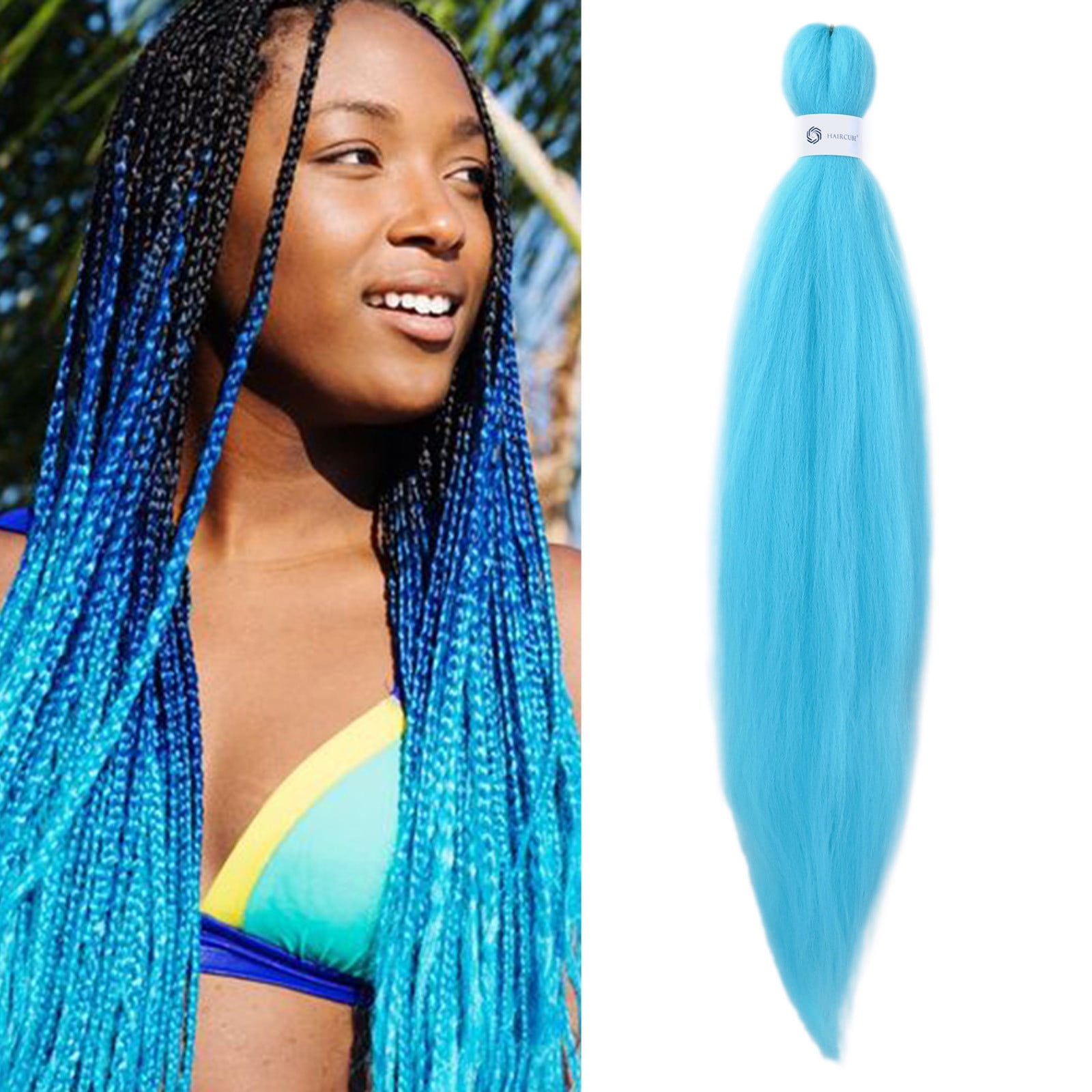 Coloration Cheveux Dégradé Arc-en-Ciel Filament Crocheté Pré-Étiré