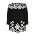 thumbnail image 5 of Women's Tops Fashion Casual Printed Round Neck Long Sleeve T-Shirt Button Tops Basic Tees For Women, 5 of 5