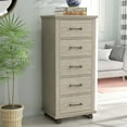 thumbnail image 2 of FESTIVO 24 inch Wide 5-Drawer Tall Dresser - Beige, 2 of 8
