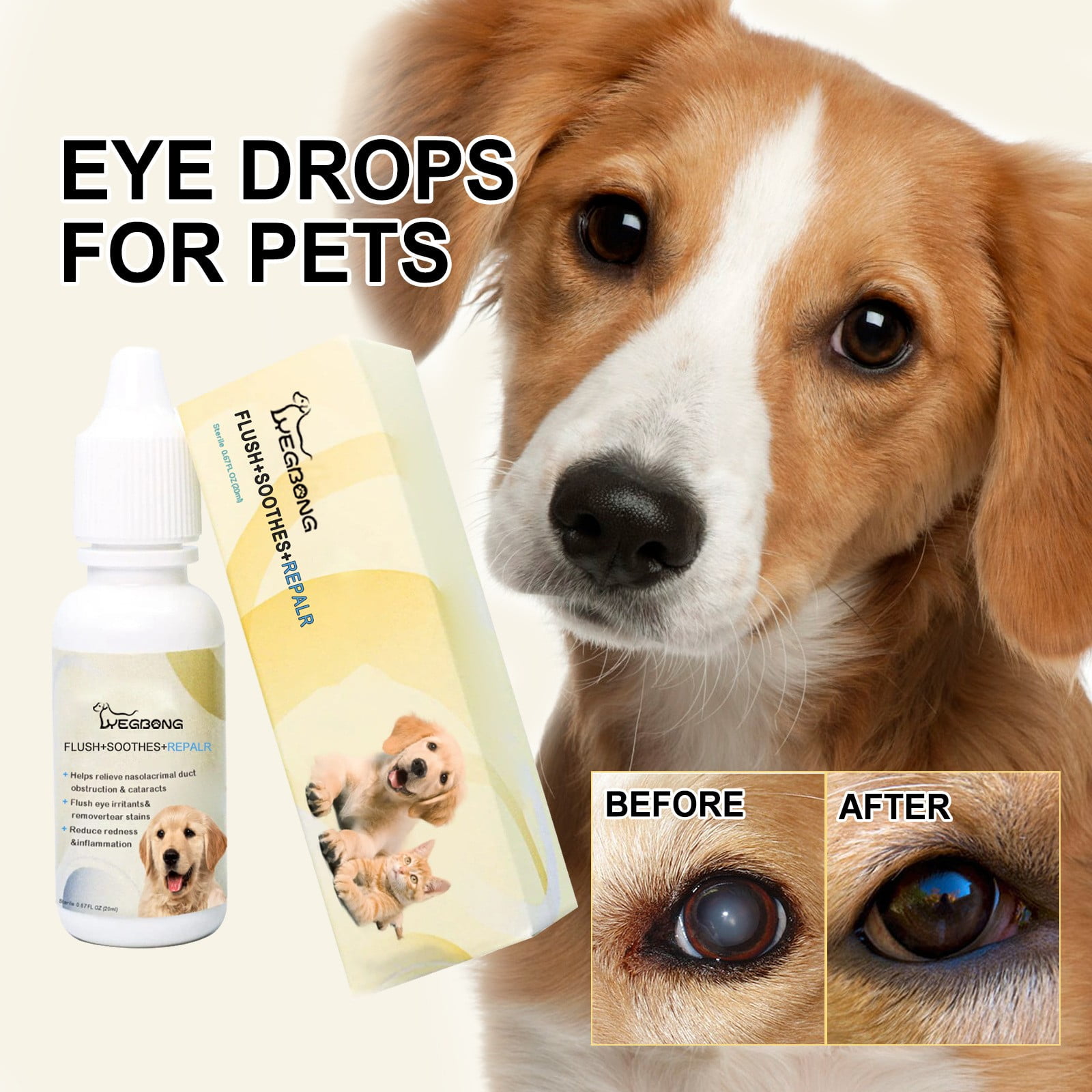 20ml Pet Eye Drops for Cats and Dogs To Remove Tear Marks To Eye
