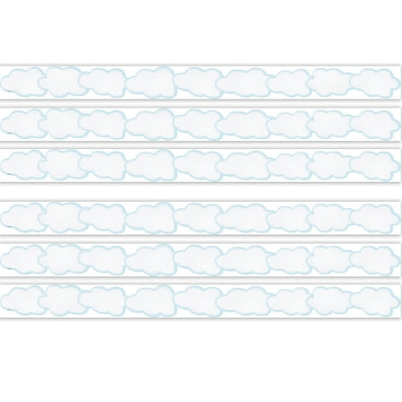 Teacher Created Resources Clouds Die-Cut Border Trim, 35 Feet Per Pack, 6 Packs
