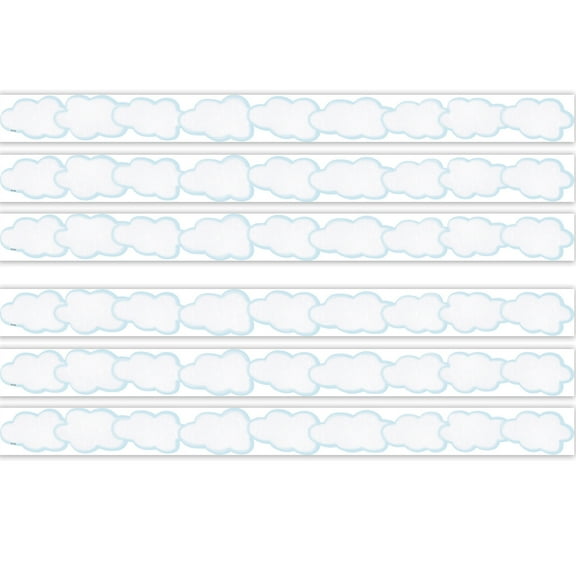 Teacher Created Resources Clouds Die-Cut Border Trim, 35 Feet Per Pack, 6 Packs