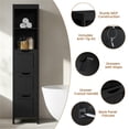 thumbnail image 3 of Yaheetech Modern Narrow Bathroom Storage Cabinet with 3 Drawers and 2 Open Shelves, Black, 3 of 7