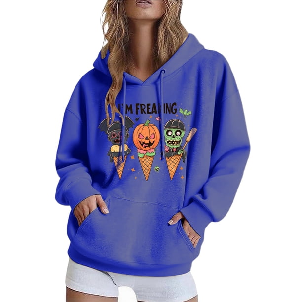 Ailaofu Womens Halloween Sweatshirt Cute Graphic Crewneck Pullover Printed Long Sleeve Fall Outfits Sweatshirts