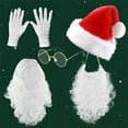 thumbnail image 3 of Gyexs 5Pcs Christmas Santa Accessories Set Santa Hats Beard Hair Glasses Gloves Outfits Holiday Party, X03 White, One Size, 3 of 3