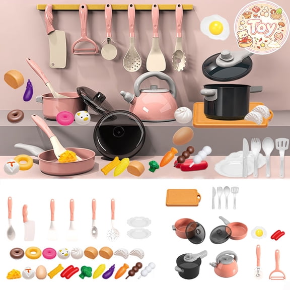 Kids Mini Kitchen Pretend Playset with Oven, Cookware and Vegetables, Chef Cooking Pretend Play Toys, Kitchen Role Play Kit, Christmas Birthday Gifts, Toys for Toddler Baby Kids Boys Girls, Age 3 