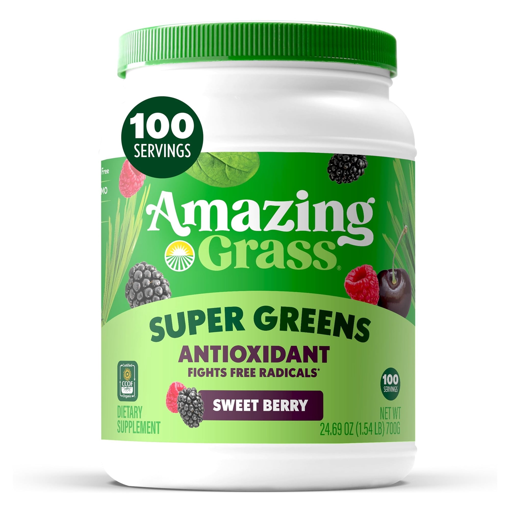 Amazing Grass Antioxidant Green Superfood Powder, Sweet Berry, 100 Servings