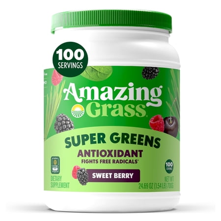 Amazing Grass Antioxidant Green Superfood Powder, Sweet Berry, 100 Servings