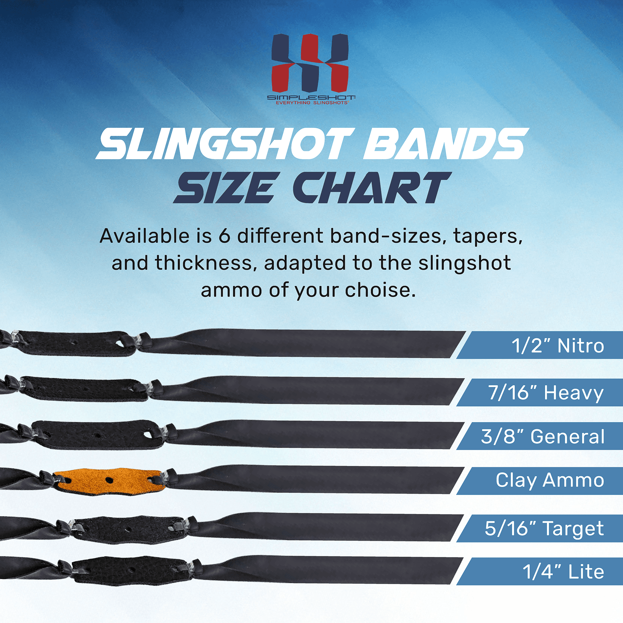 Clay Ammo Slingshot Bands (5-Pack) Powerful Professional Elastic Rubber SimpleShot Shooting Flat Bands