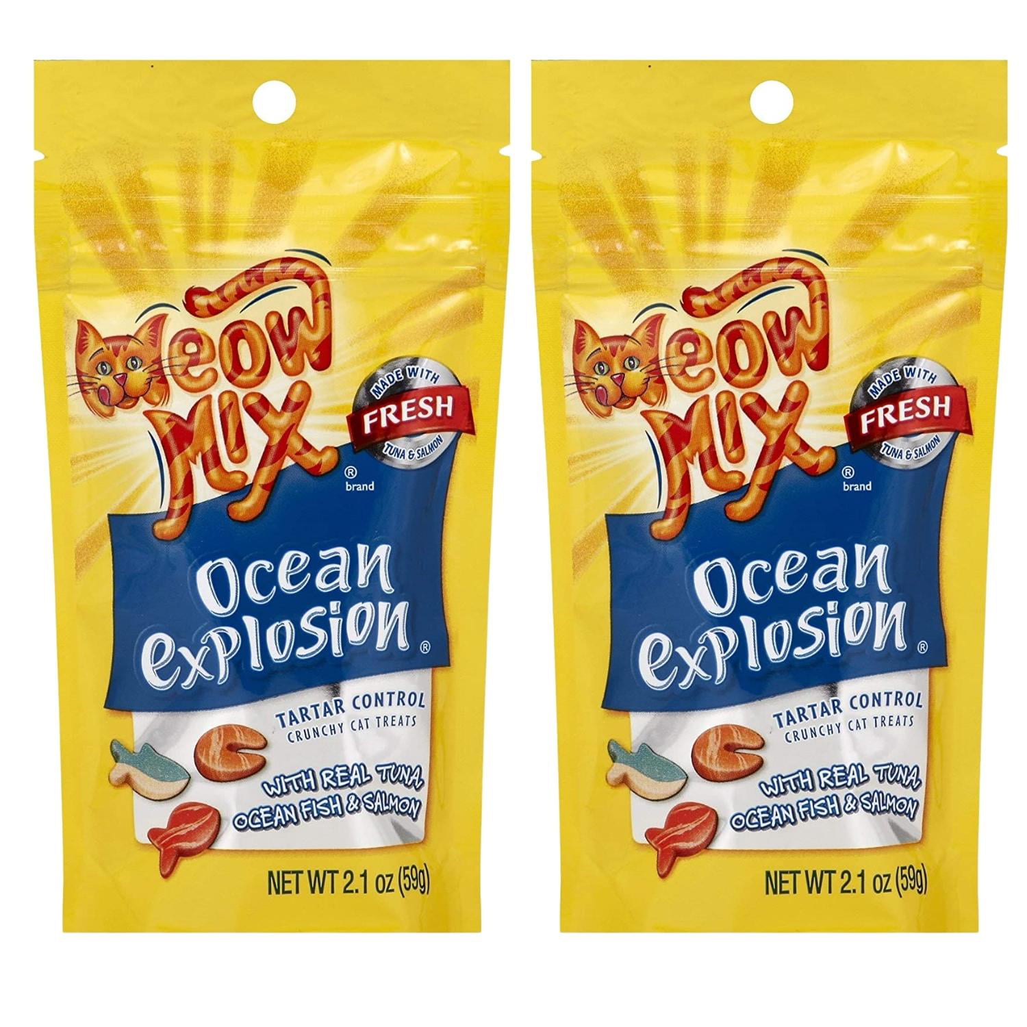 2.1 Ounce Pouch Pack of 12 Meow Mix Ocean Explosion Tartar Control Cat Treats 