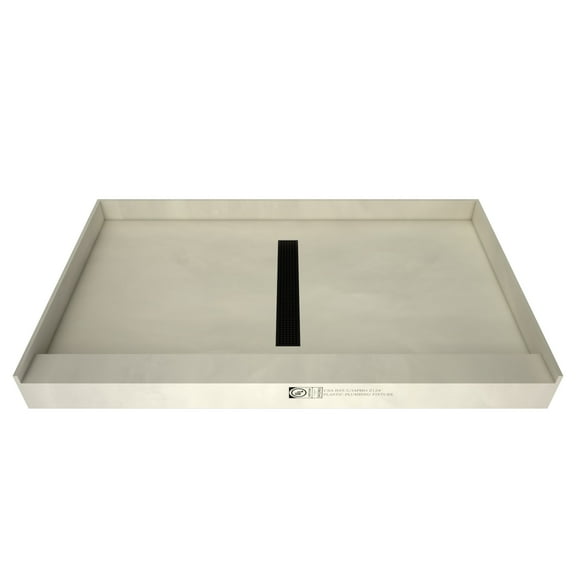 Tile Redi Rt3648c-Pvc Redi Trench 48" X 36" Rectangular Shower Base - Grey w/ Matte Black