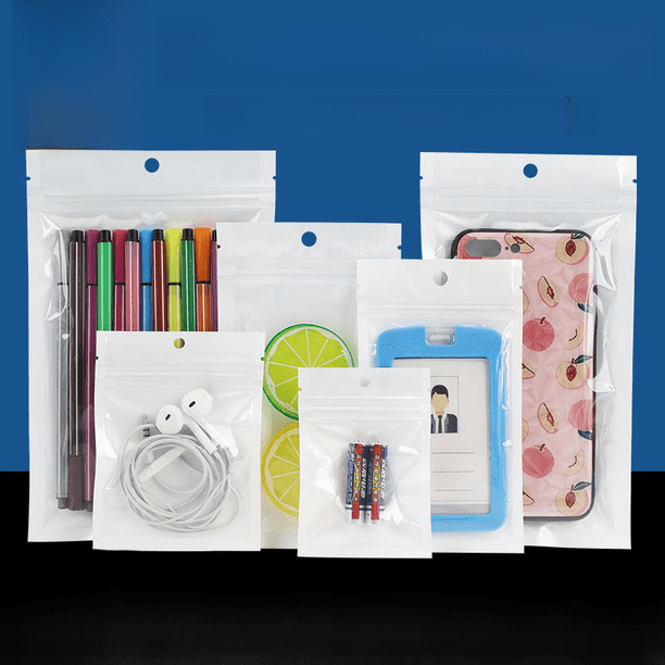Bolsa de perlas blancas, bolsa transparente con forma de hueso Yin-Yang, bolsa de plástico autosellante, funda para teléfono, cable de datos, bolsa para empaquetar joyas