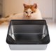 thumbnail image 4 of Caja De Arenas Para Gatos De Acero Inoxidable, Bandeja De Arenas Para Gatos De Lados Altos De Metal, Caja De Arenas Para Gatos Grande Con Entrada Superior Antisalpicaduras Con, 4 of 7
