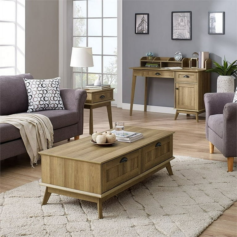 Eden Home Wood Writing Computer Desk with Hutch in Golden Oak