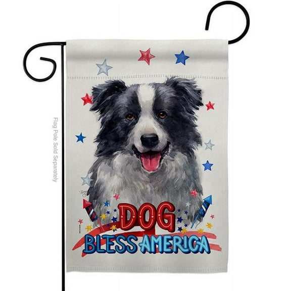 Breeze Decor G120122-BO Patriotic Border Collie Animals Dog 13 x 18.5 in. Double-Sided Decorative Vertical Garden Flags for House Decoration Banner Yard Gift