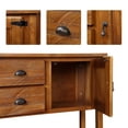 thumbnail image 4 of GZXS Farmhouse Console Table with 2 Drawers, 2 Doors, Open Storage Shelf, Solid Pine Wood Entryway Sofa Table for Home Decor, Living Room, 48"L x 13.87"W x 33"H, Brown, 4 of 9