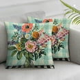 thumbnail image 3 of nygtbtfer  Pioneer Country Farm for Woman Mint Wildflower Gingham Throw Pillow White, 3 of 7