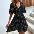 thumbnail image 1 of Mefallenssiah Femme Été Mode Casual Manches Courtes V-Cou Robe, 1 of 5