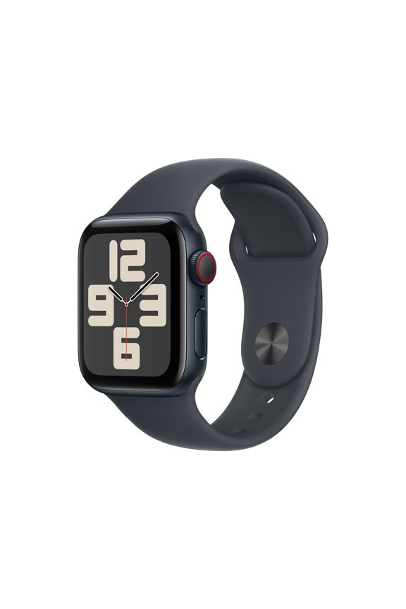 Open Box Apple Watch SE (2nd Gen) [GPS + Cellular] Smartwatch with 40mm Midnight Aluminum Case with Midnight Sport Band - S/M. Fitness & Sleep Tracker, Crash Detection, Heart Rate Monitor