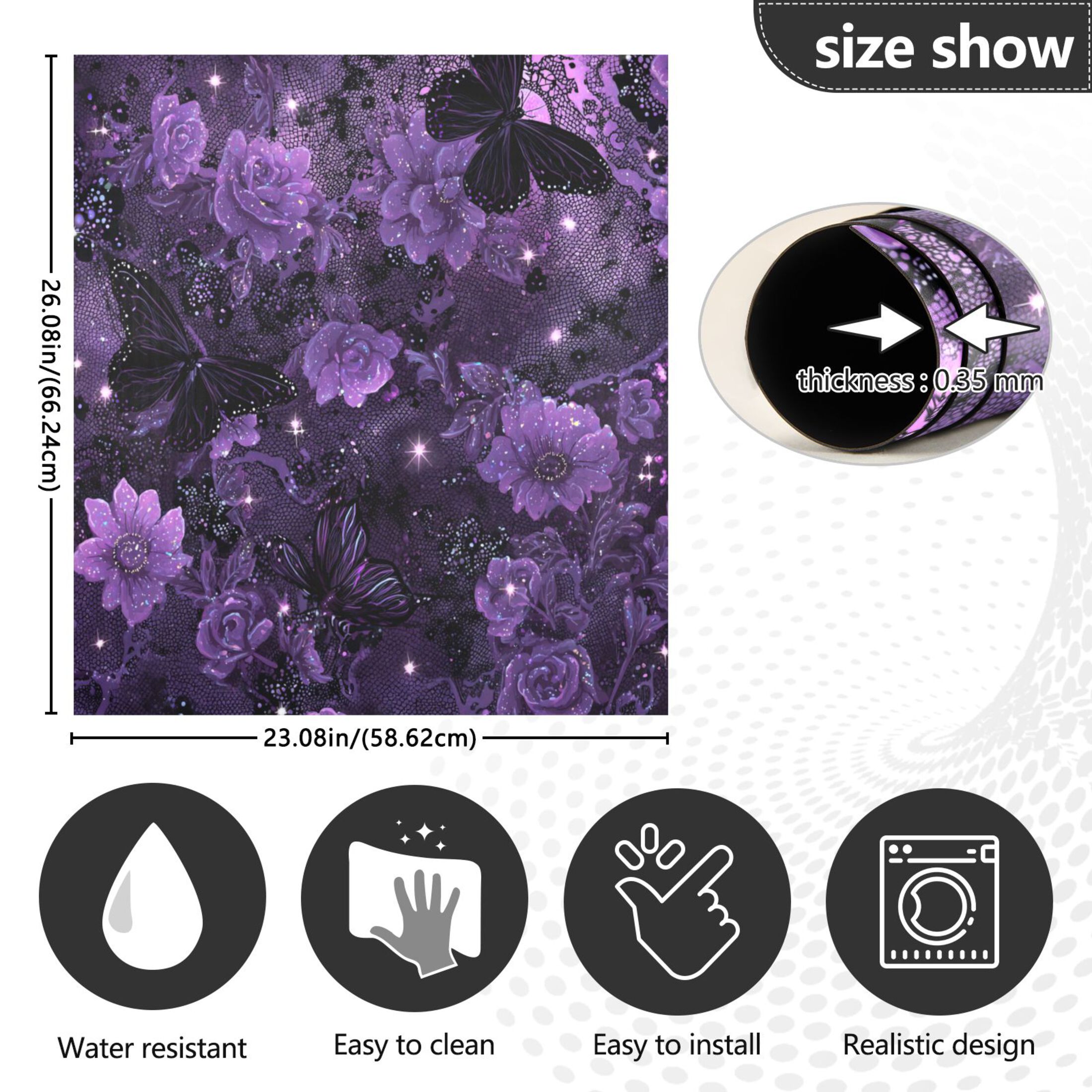 Dishwasher Magnetic Refrigerator Magnet Cover Sticker Home Decorative 23"x26" Gorgeous Pink Flowers and Butterflies