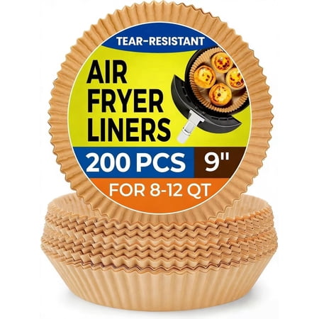 200 Pcs Air Fryer Paper Liners, Air Fryer Liner Disposable for Oven, Pans & Baking, Round, Parchment Paper