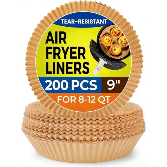 200 Pcs Air Fryer Paper Liners, Air Fryer Liner Disposable for Oven, Pans & Baking, Round, Parchment Paper