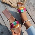 thumbnail image 5 of Slides for Women Fashion Splice Open Toe Sandals Casual Summer Beach Flat Shoes Comfortable Soft Leather Slip on Slippers Pink Size 8, 5 of 7