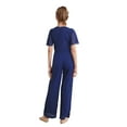 thumbnail image 2 of Kvysinly Kids Flower Girls Sparkly Wide Leg Jumpsuits Rhinestone Round Collar Short Sleeve Rompers Pants Navy Blue 6, 2 of 6