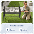 thumbnail image 6 of Zimtown Black Metal Outdoor Bench with Butterfly Backrest, Patio Loveseat Bench with White Cushion, Garden Porch Bench for 2 People, 6 of 9