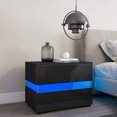 thumbnail image 1 of Hommpa LED Nightstand with 2 Drawers High Gloss Night Stand for Bedroom Black, 1 of 8
