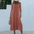 thumbnail image 5 of Wycnly Summer Dresses for Women Maxi Dress for Women Beach Button up Loose Ruffle Swing Tank Long Dress Womens Vintage Solid V-Neck Sleeveless Maxi Sun Dresses, 5 of 6