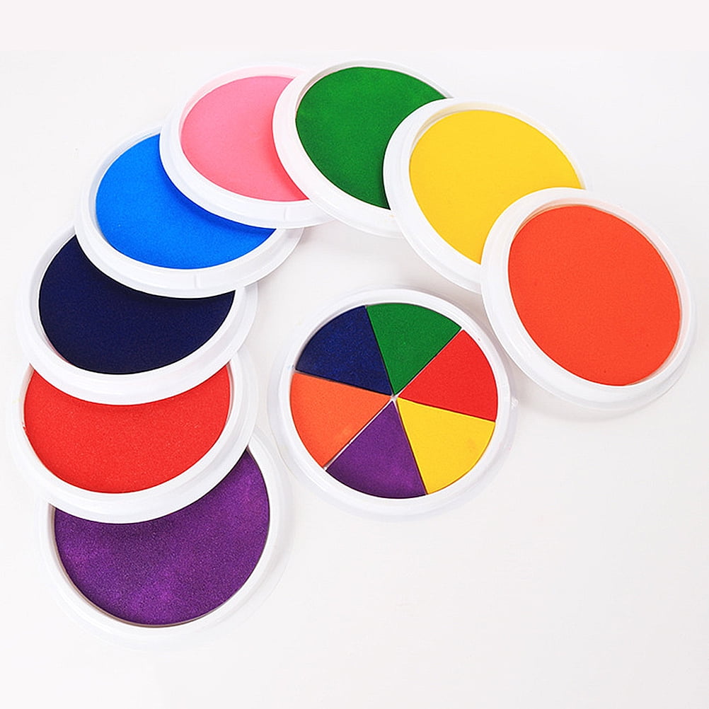 Lorzon 8 Colors Washable Stamp Pads for Kids, 7 Large Round Craft Ink Pads for Rubber Stamps Finger Painting Card Making (Pack of 8)