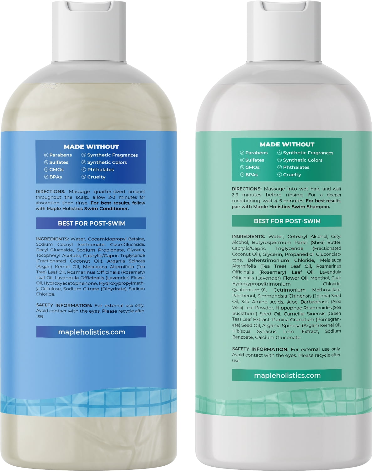 After Swim Shampoo and Conditioner Set - Chlorine Shampoo and Conditioner for Swimmers with Tea Tree and Rosemary Oil - Clarifying Shampoo for Hard Water Chlorine and Saltwater with Replenishing Oils