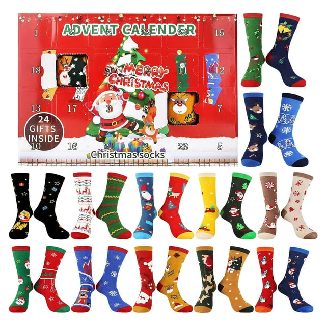 CJiaWei 12 Day Socks For Arrival Calendar Countdown To 2025 Arrival Calendar Festivals 12 Colorful Theme Socks