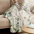 thumbnail image 4 of Throw Blanket for Couch Eucalyptus Leaf Butterfly Soft Fleece Flannel Blankets Cozy Lightweight Blanket for Home Sofa Living Room Ombre Green Leaf Bed Throws 40" x 50", 4 of 9